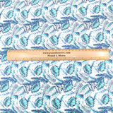 Premium 100% Quilting Cotton 45’ Wide Blue Leafs - Pound A Metre