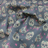 Premium Quality 100% Quilting Cotton - Halloween Range - Gold Skulls - 45’ Wide - Pound A Metre