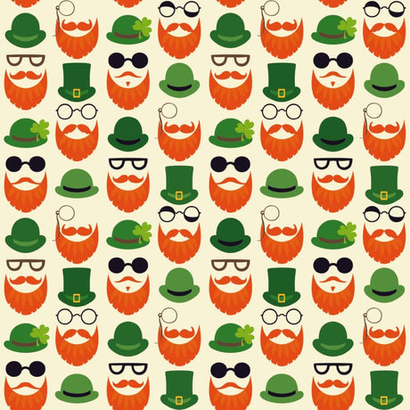 Premium Quality 100% Quilting Cotton - Irish Luck Range - Irish Hipster - 45’ Wide - Pound A Metre